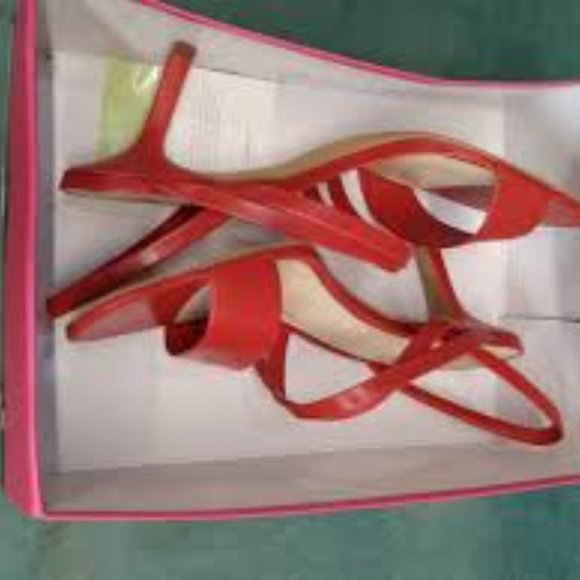 New Vince Camuto Womens Savesha Leather Strappy Heeled Sandals Razz Red Size 8.5 - Picture 2 of 2